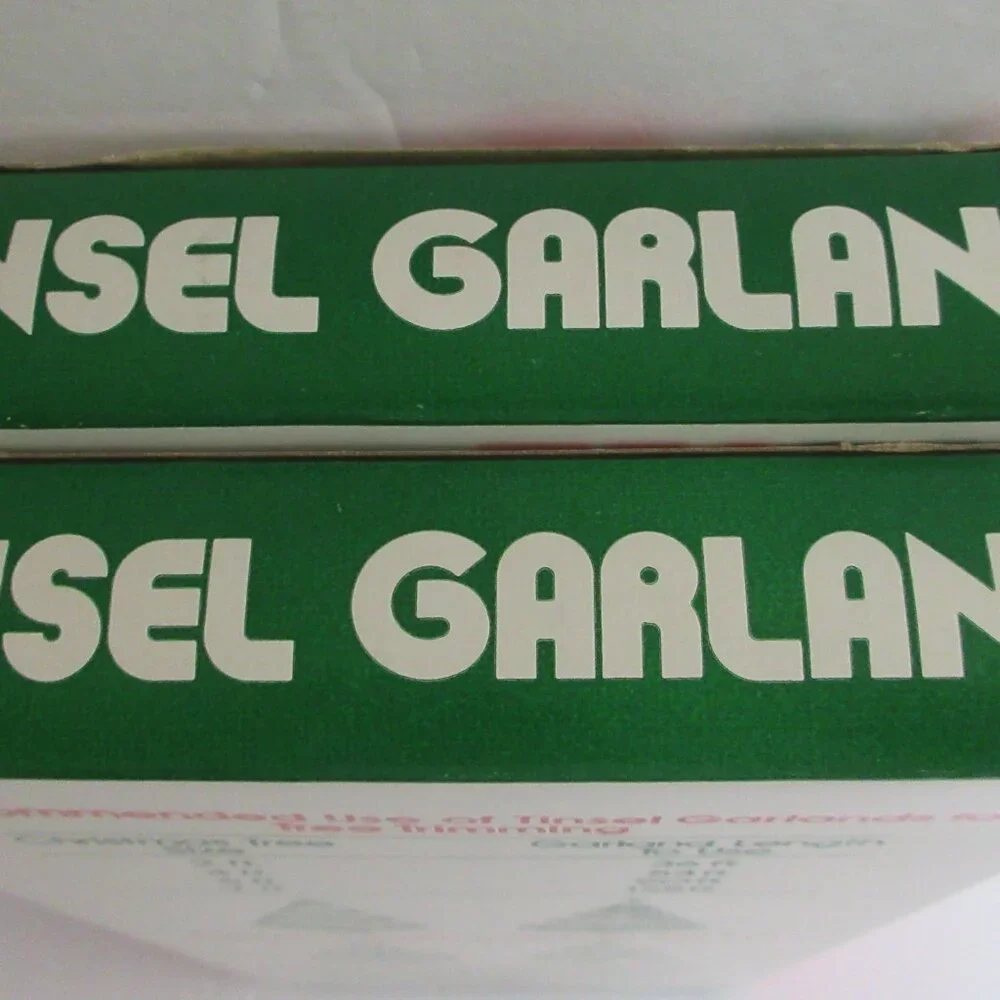 Christmas Tinsel Garland 2 Boxes Golden Sleigh Rauch Made in USA 15 ft, 2